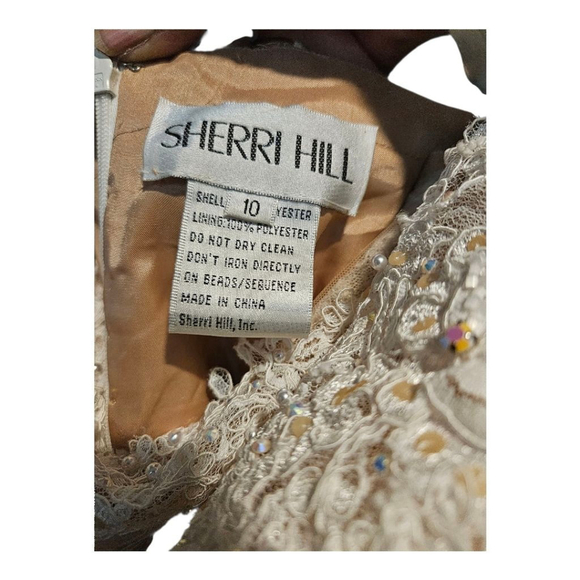 Sherri Hill Ivory Nude Lace Wedding Dress US 10 - Picture 7 of 15